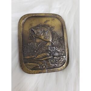 Vintage Indiana Metal Craft BASS FISHING Belt Buckle 1976 Catfish Dad Outdoors